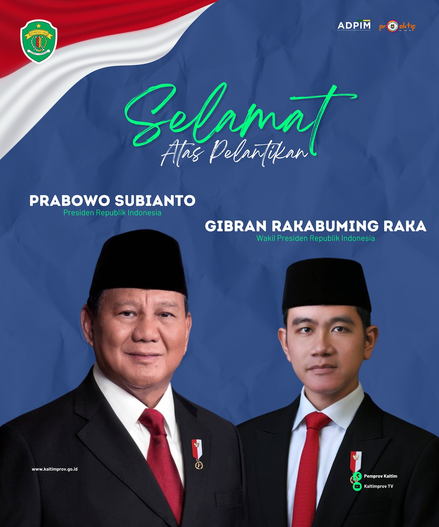 Selamat bertugas Presiden Prabowo Subianto dan Wakil Presiden Gibran Rakabuming Raka